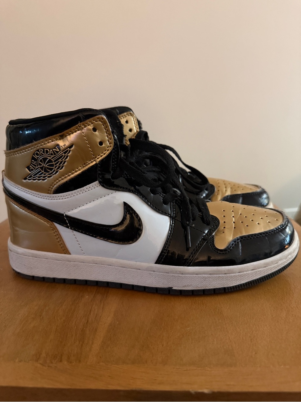 Cleaning out Closets! Jordan Kid’s High Top Sneakers - Black, White & Gold